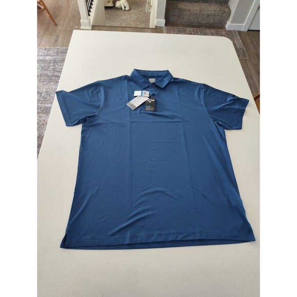 Callaway Men's Polo Shirt 1X Blue Black Micro Stripe Opti-Dri Performance NWT - Picture 1 of 5